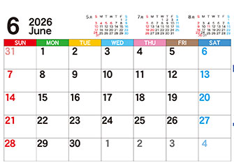【P7-表】6月カレンダー
