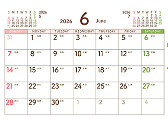 6月カレンダー